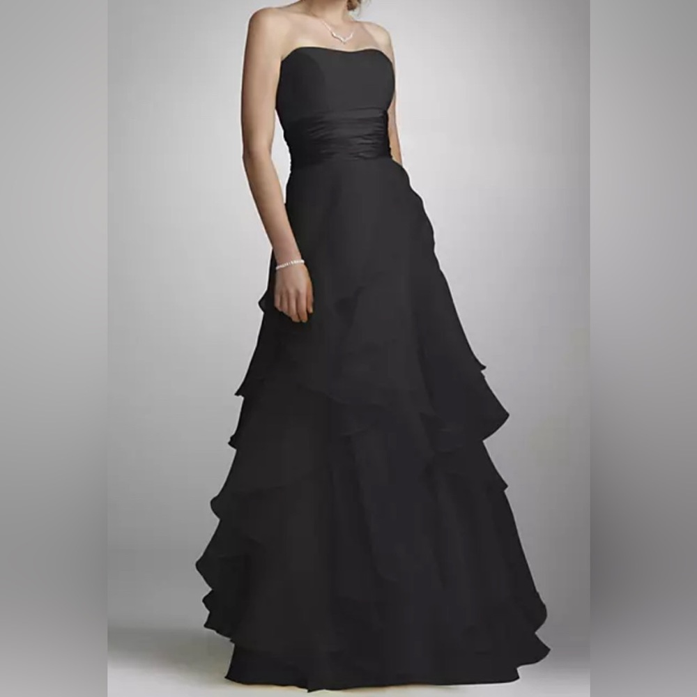 Tiered Organza Black Strapless Ball Gown